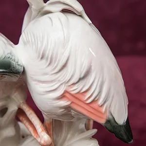 Птицы - Фарфоровая статуэтка «ПАРА ФЛАМИНГО», Карл Энс / Karl Ens,  Германия, 50-е годы ХХ века.