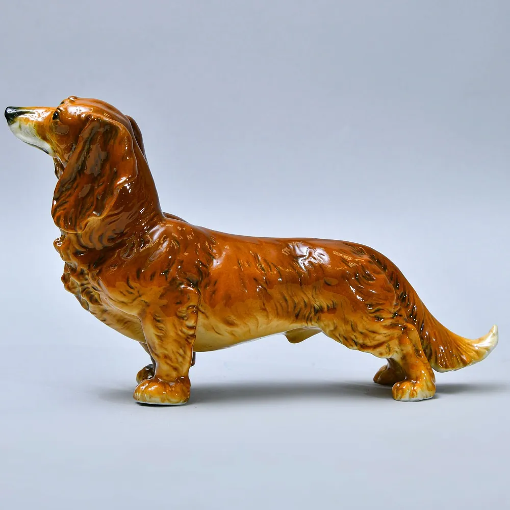 Редкость!!! Антикварная Фарфоровая статуэтка «Собака -  Длинношерстная Такса», Карл Энс / Karl Ens, Германия.