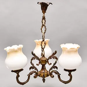 Винтажная Электрическая Бронзовая Трёх рожковая Люстра, СССР 70 -е гг. 