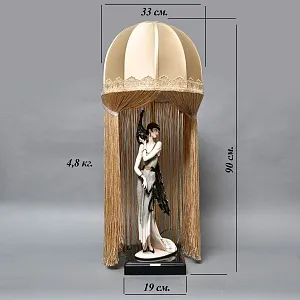 Настольная Электрическая Лампа - Светильник «Дама с Павлином», FLORENCE Италия -1987 год.