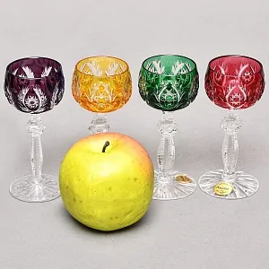 Редкость! Хрустальные Рюмки 4-е штуки серия «FLIRT», Knittel FAKIRIS Германия, 60 -е годы ХХ века.