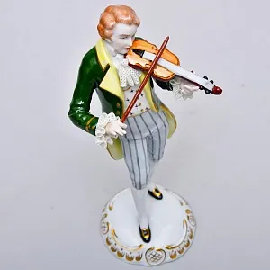 Коллекционная Фарфоровая статуэтка «Музыкант. Скрипач», SITZENDORF Германия, вторая половина ХХ в.