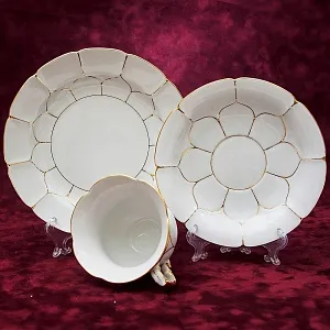 Чайная пара+Тарелка (Тройка) «Белое Золото» Фарфор MEISSEN / МЕЙСЕН Германия -70гг.