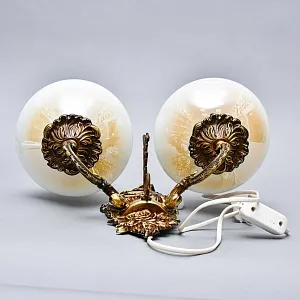 Винтажный Электрический Настенный Двух рожковый Светильник - Бра, бронза СССР 70 -е гг.