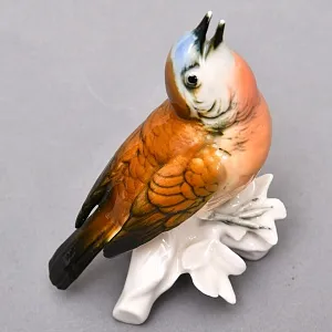 Птица - Фарфоровая статуэтка «Поющая Зарянка», Карл Энс / Karl Ens Германия, 50-е годы ХХ века. 