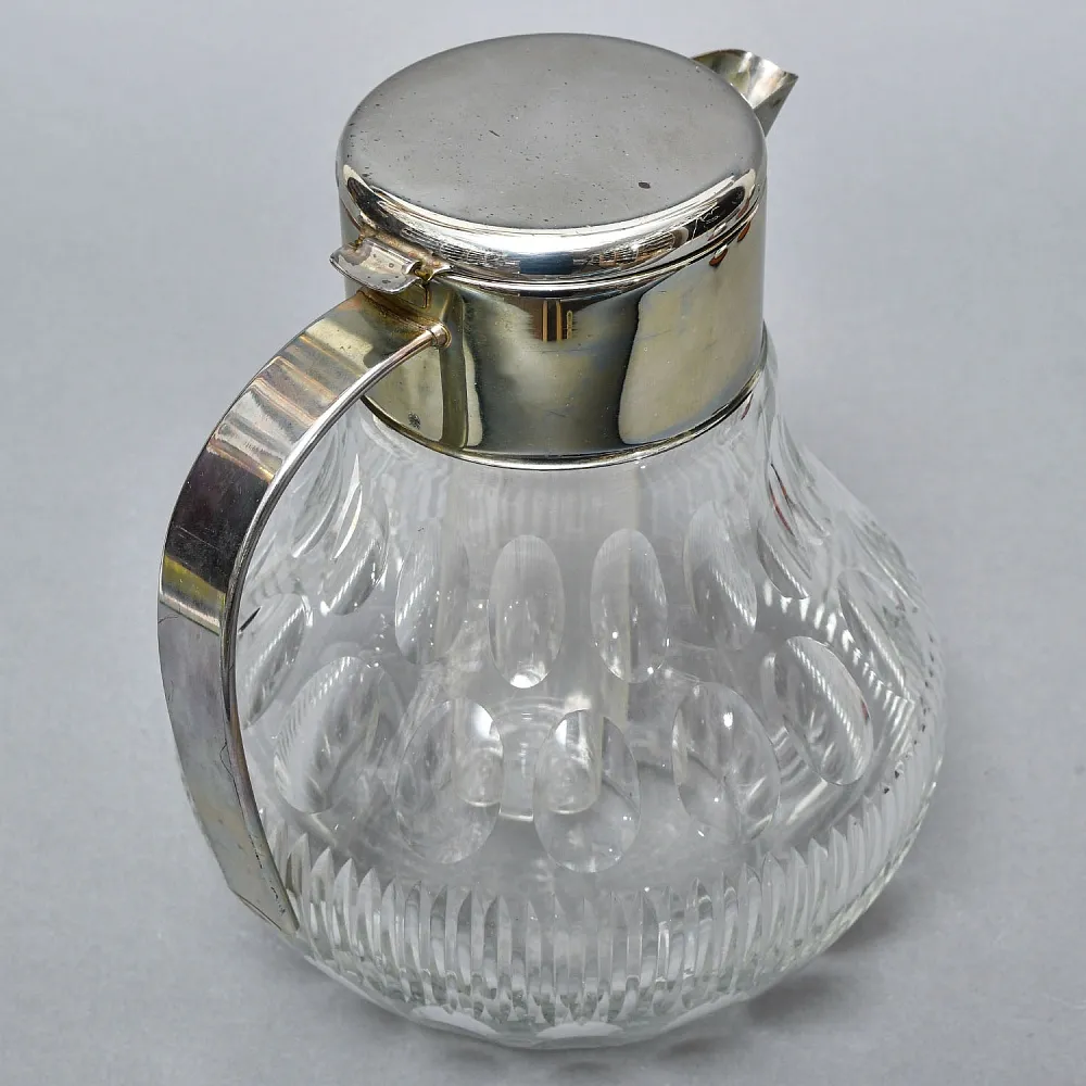 Винтажный Графин - Кувшин на 3.2 литра. Колба для льда, Хрусталь, Silverplated Германия. 