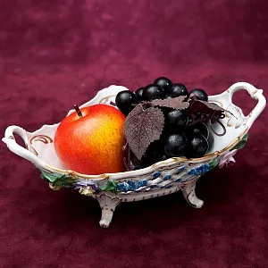 Фарфоровая Сухарница - Корзинка для выпечки - Вазочка - Конфетница «Цветение Лета» SP Dresden Германия