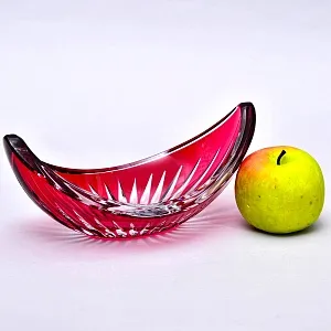 Винтажная Ваза - Конфетница - Мелочевница «Розовый Листок» Хрусталь VAL SAINT LAMBERT Бельгия.