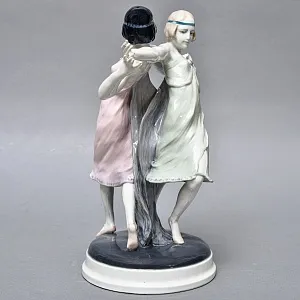 Антикварная Фарфоровая статуэтка «Танцующие девушки», Karl Ens Германия, первая половина ХХ века. 