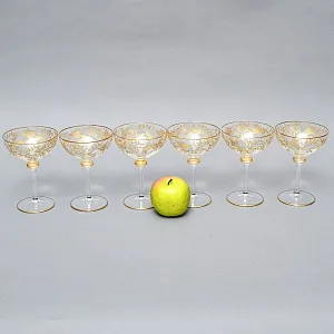 Хрустальные Фужеры для Шампанского - Креманки серия «Золотой Фазан», JOSEPHINENHUTTE, Германия -50 гг. 