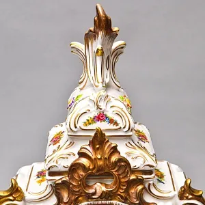 Большие Каминные Механические Фарфоровые Часы с боем «Букет из Роз», Franz Hermle & Sohn Германия 50 гг.