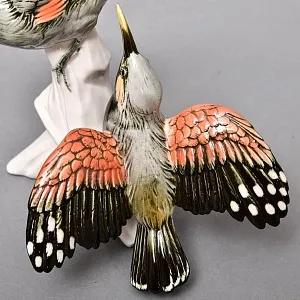 Пара Птиц - Фарфоровая Статуэтка «Свиристели» Н -19 см., Karl Ens, Германия - первая половина ХХ века.