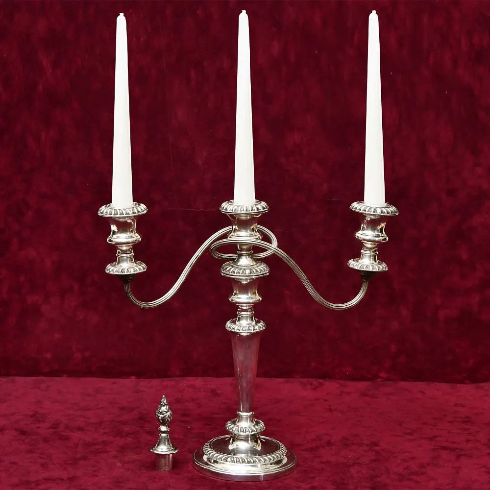 Большой Канделябр - Подсвечник на Три Свечи. Silverplate SHEFFIELD, Англия начало ХХ века.