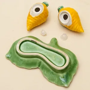 Фаянсовый Набор для специй «Солнечные Лимоны» Bordalo Pinheiro, Португалия.