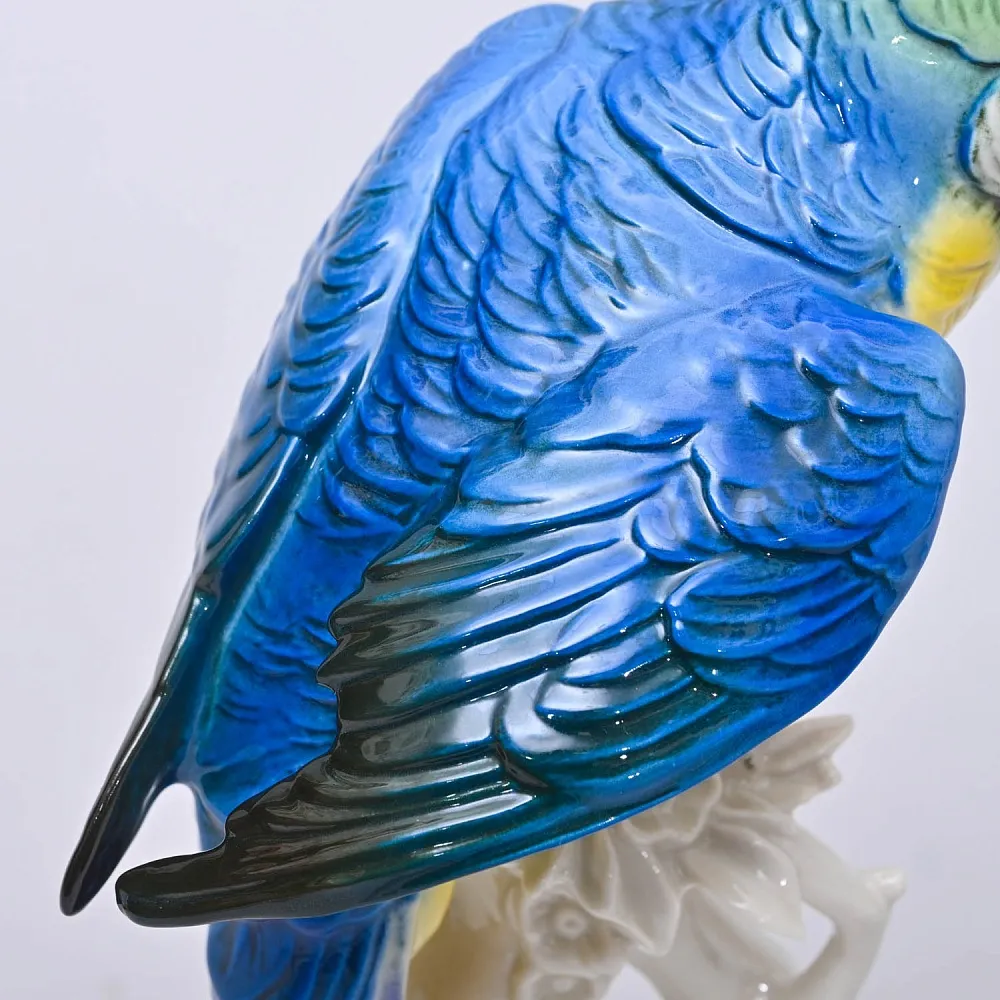 Птица - Фарфоровая статуэтка «Синий Попугай», Karl Ens Германия, 50-е гг.