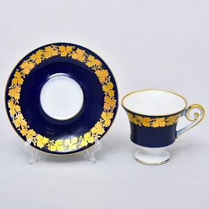 Коллекционная Фарфоровая Кофейная Пара «Золотые листья», KAISER Германия.