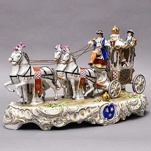 Редкость! Большая Фарфоровая статуэтка «КАРЕТА», SITZENDORF Германия, середина ХХ века.