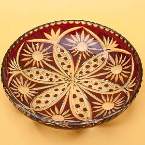 Блюдо - Фруктовница Цветного Хрусталя «Ромашки» Германия D-28 см., конец 60-х гг.