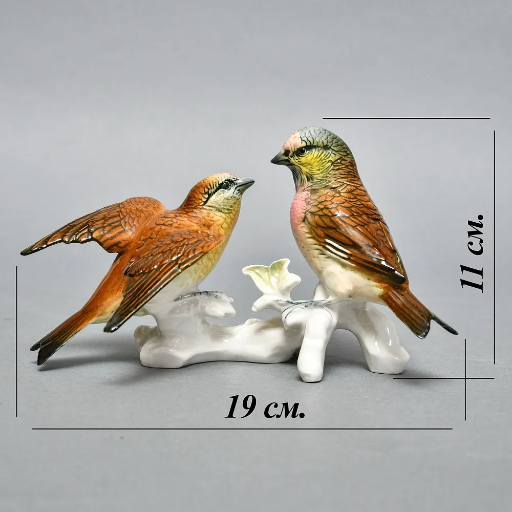 Пара Птиц - Фарфоровая Статуэтка «Чечётки», Karl Ens, Германия - середина ХХ века.