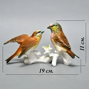 Пара Птиц - Фарфоровая Статуэтка «Чечётки», Karl Ens, Германия - середина ХХ века.