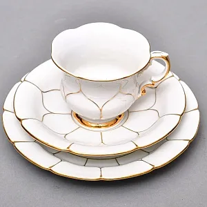 Чайный Набор на 6-ть персон «Белое Золото», Фарфор MEISSEN, Германия - 70-е годы ХХ века.