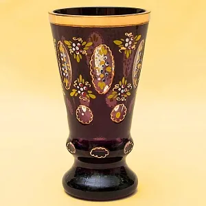 Коллекционная Кубок - Ваза, Цветочная Эмалевая роспись, Хрусталь Ernst Wittig, Германия  40-е годы ХХ века.