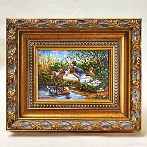 Картина - Пейзаж «На Пруду - Утки Кряквы», Доска, Масло, Германия середина ХХ века.