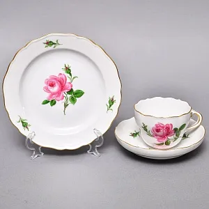 Фарфоровый Чайный Сервиз «РОЗА Мейсена» на 6-ть персон, MEISSEN / МЕЙСЕН Германия. 