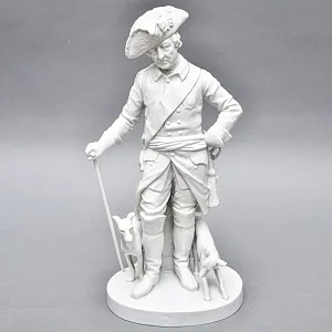 Антикварная Фарфоровая статуэтка «Старый Фриц. Король Пруссии Фридрих II с собаками»,  Volkstedt Германия.