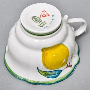 Авторский Чайный сервиз на 4 персоны «Лимоны», фарфор, ручная роспись, Гжель Россия -2000 г..