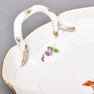 Сервировочное Блюдо с ручками - Тарелка - Поднос «Цветочный Букет», MEISSEN Германия - первая половина ХХ века.