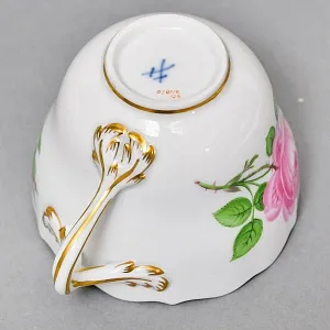 Классическая Фарфоровая Кофейная пара «Роза Мейсена», MEISSEN Германия, первая половина ХХ века. 