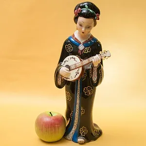 Большая Интерьерная Фаянсовая Статуэтка «Девушка с лютней», CIA MANNA Италия 50-е годы.