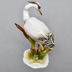 Коллекционная Фарфоровая статуэтка «Птица. Цапля в камышах», Kaiser Германия, 1979 - 1990 годы.