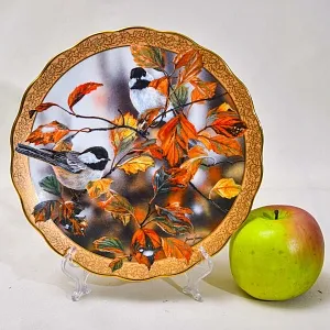 Коллекционная Фарфоровая тарелка «Птицы. Осенние синицы»,  Bradford Exchange Англия - 1996 год.