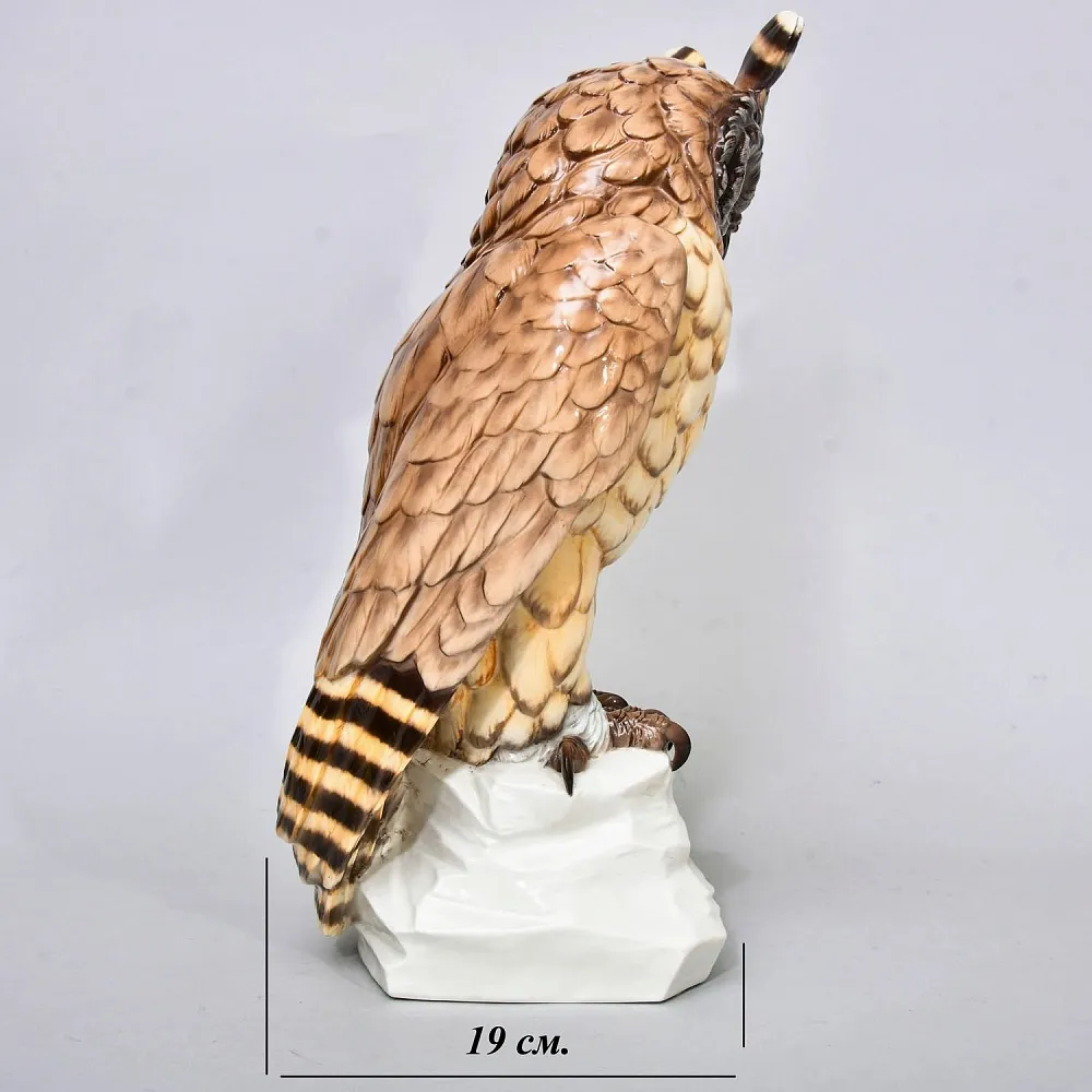 Редкость! Большая Фарфоровая статуэтка «Птица. Филин», Nymphenburg  Германия, 1949 - 1975 годы.