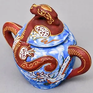 Чайный Сервиз на 6 персон «Небесные Драконы», Фарфор SATSUMA Япония, середина ХХ века.