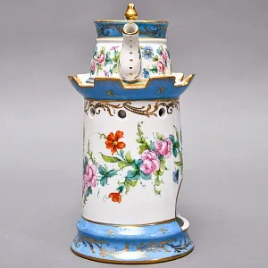 Антикварный Заварочный Чайник на подставке «Цветочная гирлянда», Франция - первая половина ХХ века.