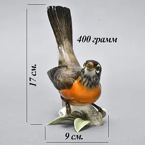 Коллекционная Фарфоровая статуэтка «Птица - Американский дрозд», Hutschenreuther Германия. 