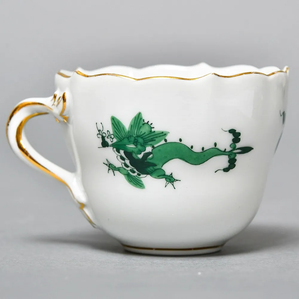 Классическая Фарфоровая Кофейная пара «Зеленый Дракон», MEISSEN Германия, середина ХХ века. 