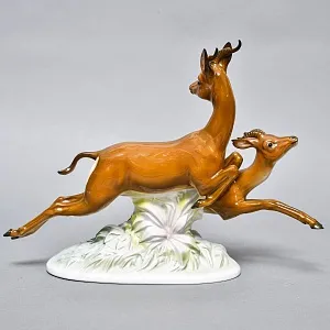 Коллекционная Фарфоровая статуэтка «Бегущие газели», ROSENTHAL Германия - 1936 год. 
