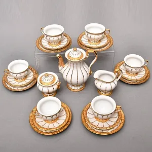 Редкость! Фарфоровый Кофейный сервиз на 6 персон - 21 предмет, Х форма MEISSEN, Германия.
