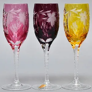 Набор 6-ть Фужеров серия «Prosecco - Виноград» Цветной Хрусталь, NACHTMANN Германия, 60-е гг.