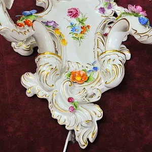 Парные Настенные Электрические Бра - Канделябры, Фарфор PLAUE Von Schierholz Германия.