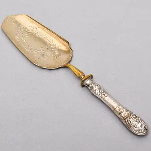 Винтажная Сервировочная Лопатка для подачи в футляре, Silverplate Франция первая половина ХХ века.