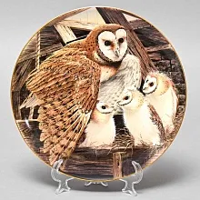 Коллекционная Тарелка «Сова Сипуха - Обнимающие птенцов» Фарфор, Franklin Porcelain США -1983 год.