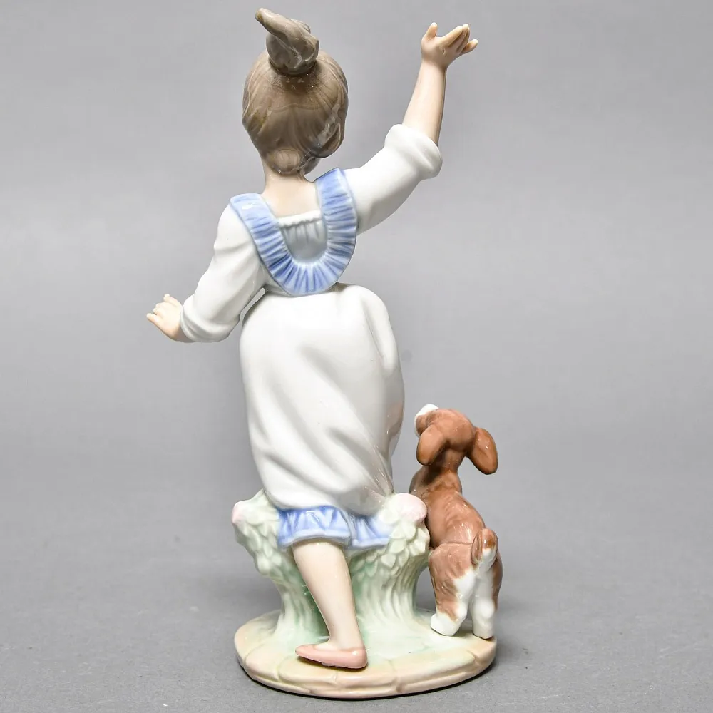 Коллекционная Фарфоровая статуэтка «Девочка с щенком», Lladro Испания, 1993 - 1997 годы. 
