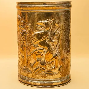 Винтажное Латунное Ведёрко для охлаждения шампанского или вина «Рыцарский Герб», Англия 50 гг. 