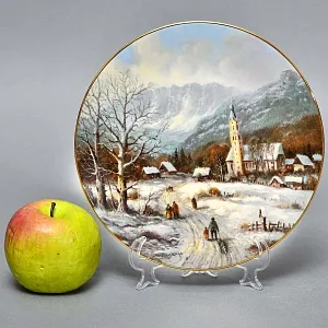Коллекционная Фарфоровая тарелка «Церковь в долине», Tirschenreuth Германия - 1990 год. 