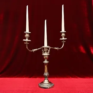 Антикварный Канделябр - Подсвечник на Три Свечи, Silverplated SHEFFIELD, Англия начало ХХ века.
